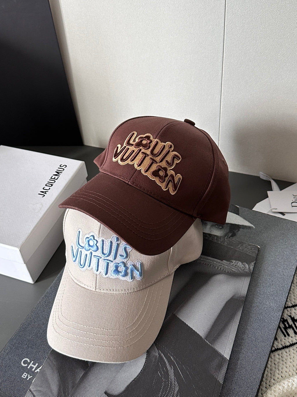 Louis Vuitton Men's and Women's Solid Colour Embroidered Letter Printed Cowboy Duck Tongue Cap Fisherman's Hat #76721