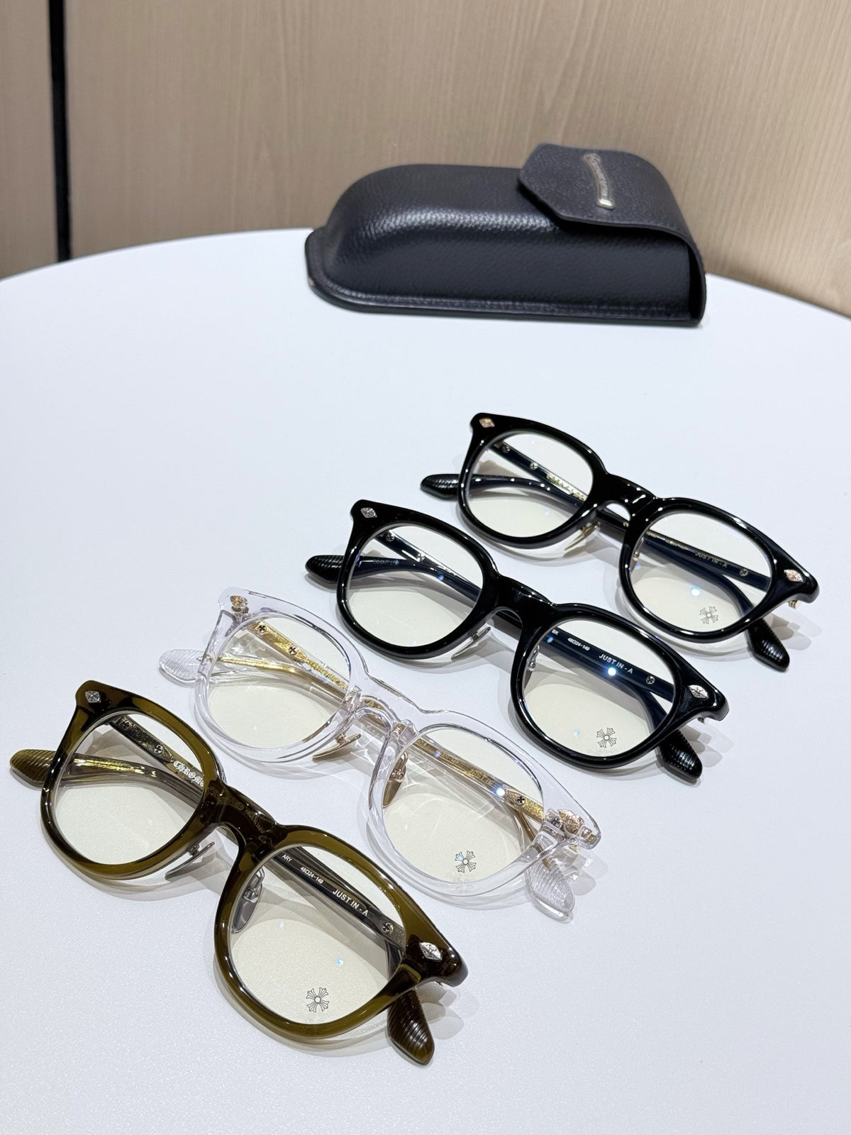 Chrome Hearts Men's and Women's Fashion Forward Round Frame Glasses With Cross Hatch Engraving Blue Light Protection And Plano Lenses Eyewear Sunglassas Accessories #78944