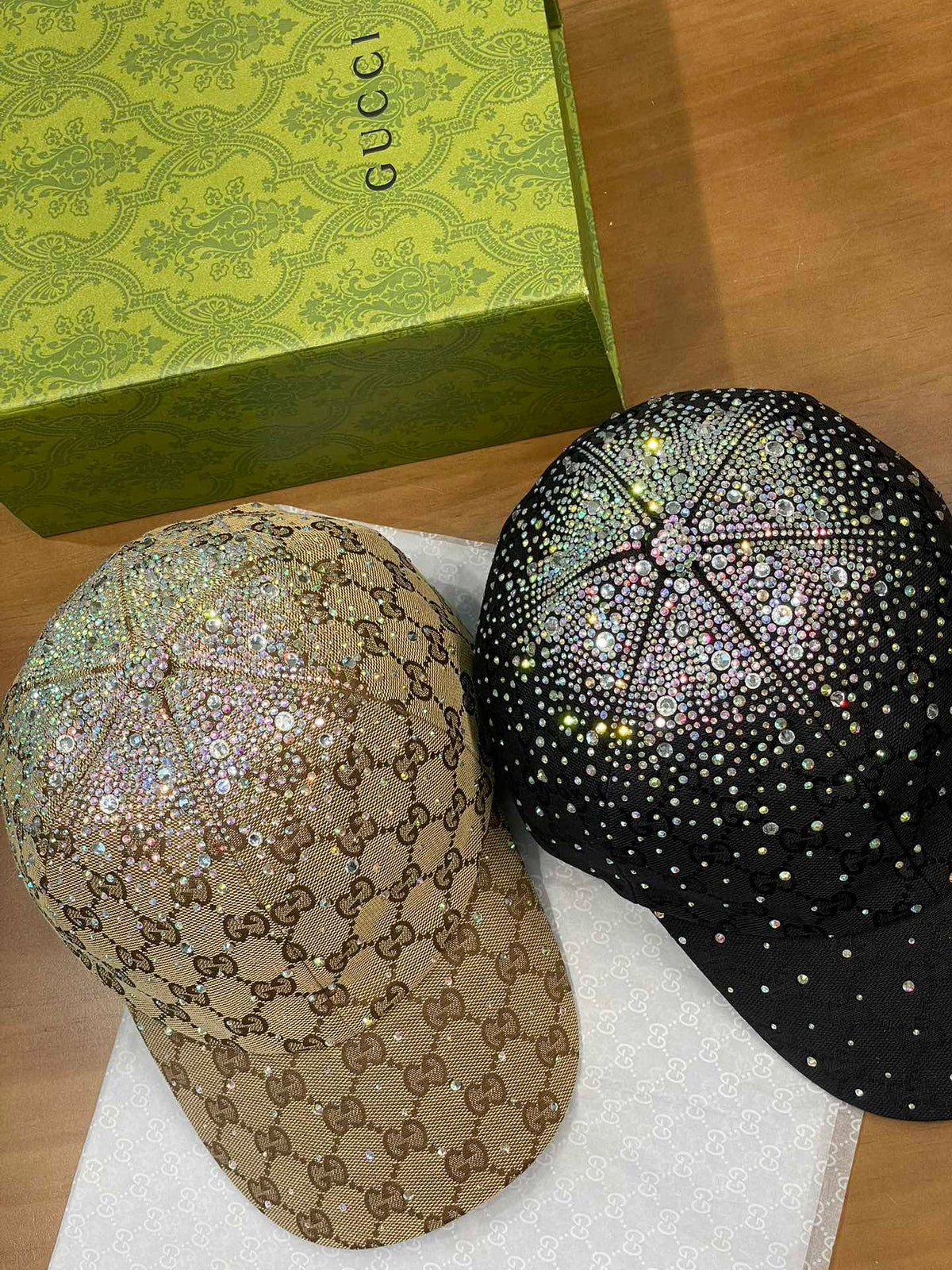 Gucci Women's Unisex Fashion Casual Classic GG Monogram Fabric Diamond-Studded Baseball Cap Duckbill Hat  Accessories  #78723
