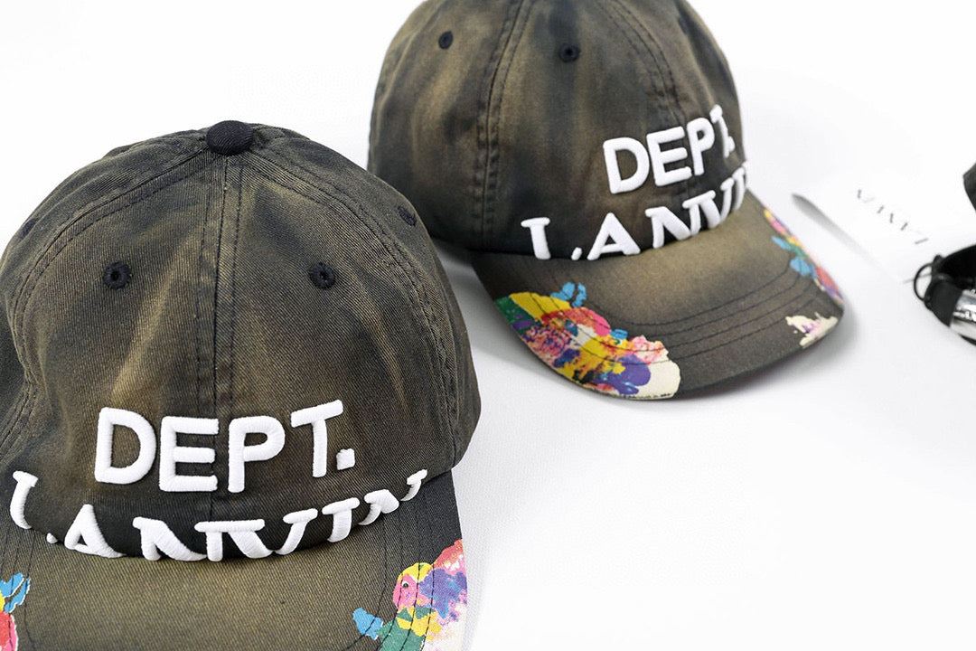 Lanvin Green Graffiti Denim Duck Hat Cap #96561