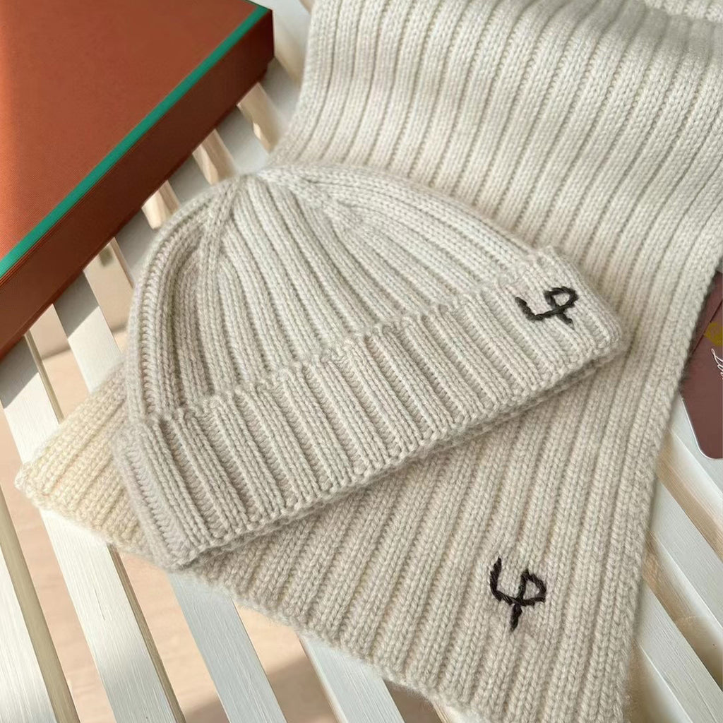 Loro Piana Cashmere Knit Hat Scarf Set #6664