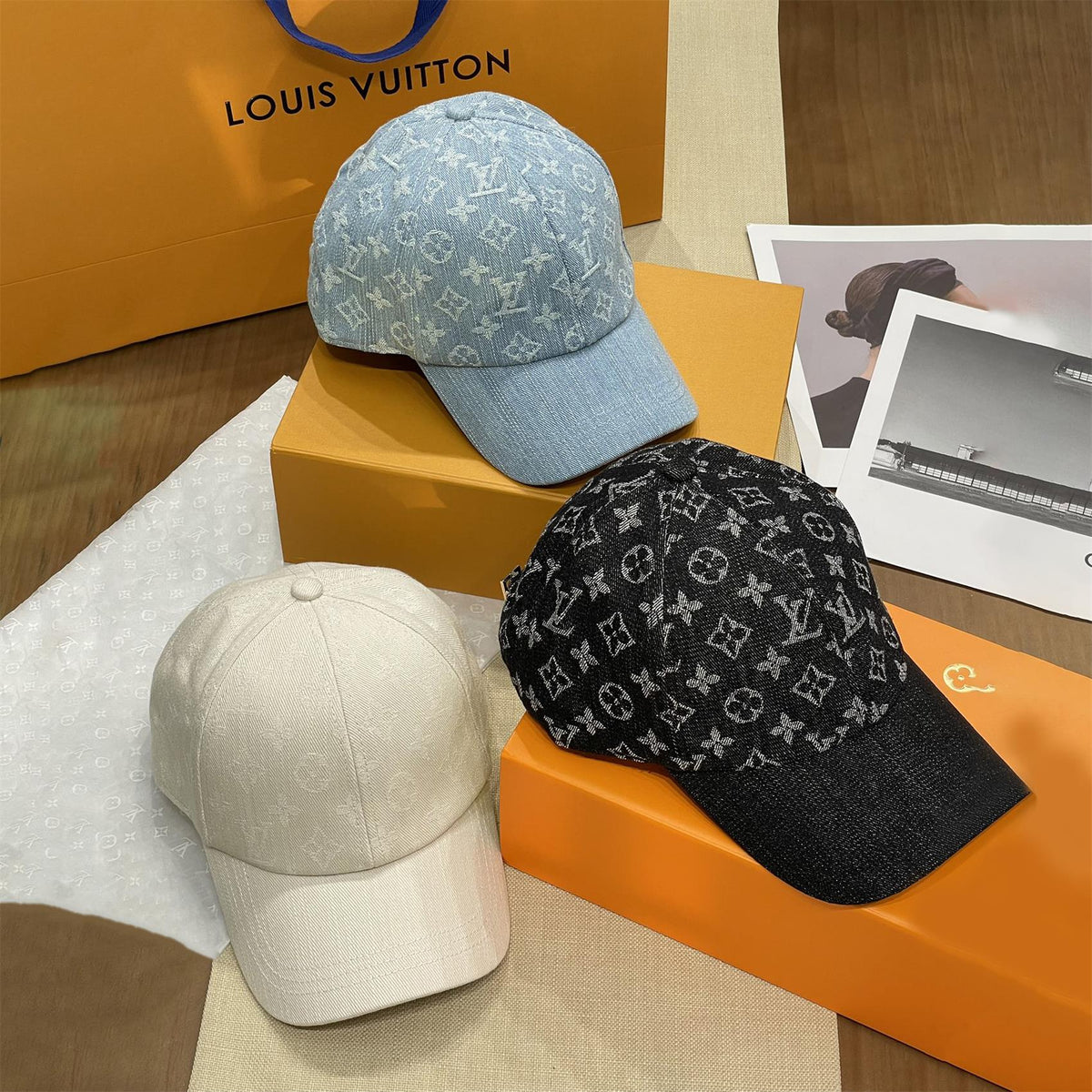 Louis Vuitton Men's And Women's Solid Color Letter Jacquard Cotton Duck Tongue Cap Hat #76291