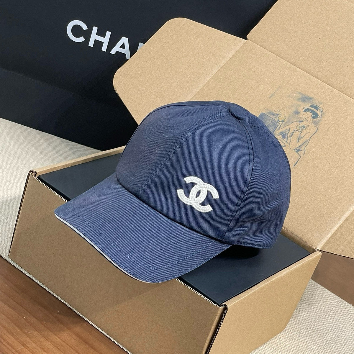 Chanel Men's and Women's Solid Color Embroidered Logo Cotton Duck Hat Cap #75768