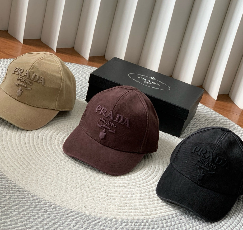 Prada Men's Women's Spring And Summer Solid Colour Logo Embroidery Baseball Cap Fashion High Street Casual Hundred Hat #76153