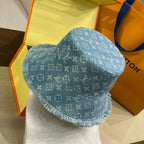 Louis Vuitton Men's and Women's Solid Color Letter Jacquard Raw Edge Cotton Fisherman's Hat Cap #76292