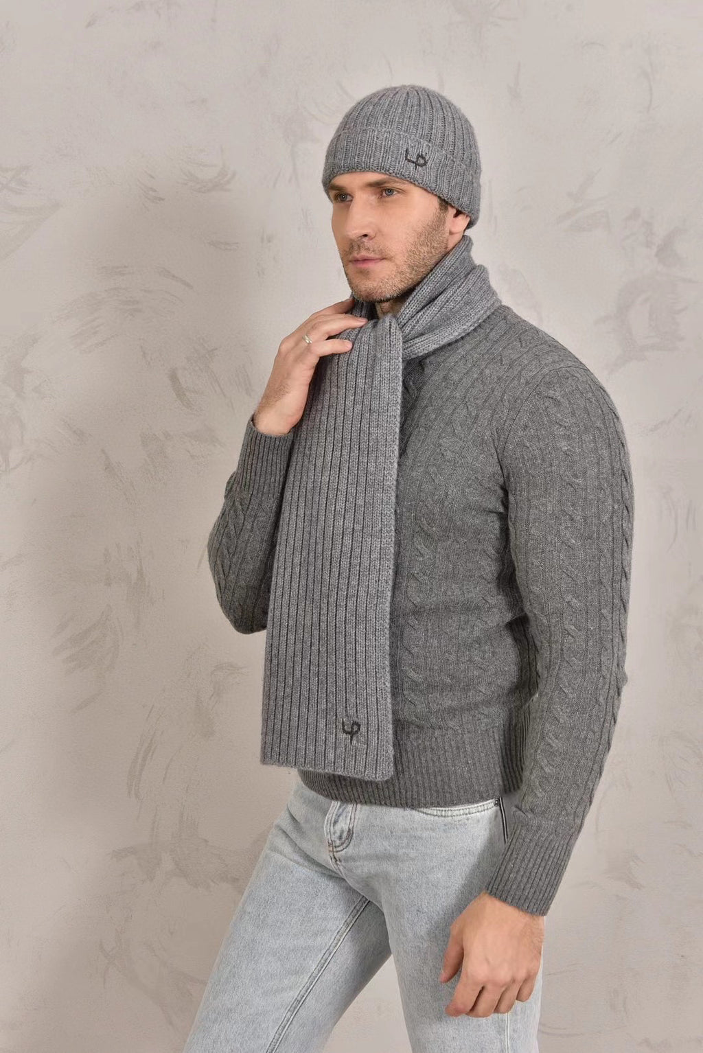 Loro Piana Cashmere Knit Hat Scarf Set #6664