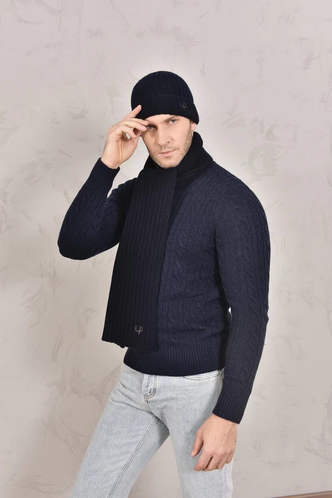 Loro Piana Cashmere Knit Hat Scarf Set #6664