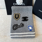 Chanel Women's Fall And Winter Black And White Gray Temperament Warm Winter Accessories Scarf Hat Gloves Fashion Trend Set #81628