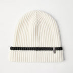 Brunello Cucinelli Women's Fall/Winter Striped Solid Color Cashmere English Rib Knit Beanie With Monili Casual Hat Cap Ngvp #2524