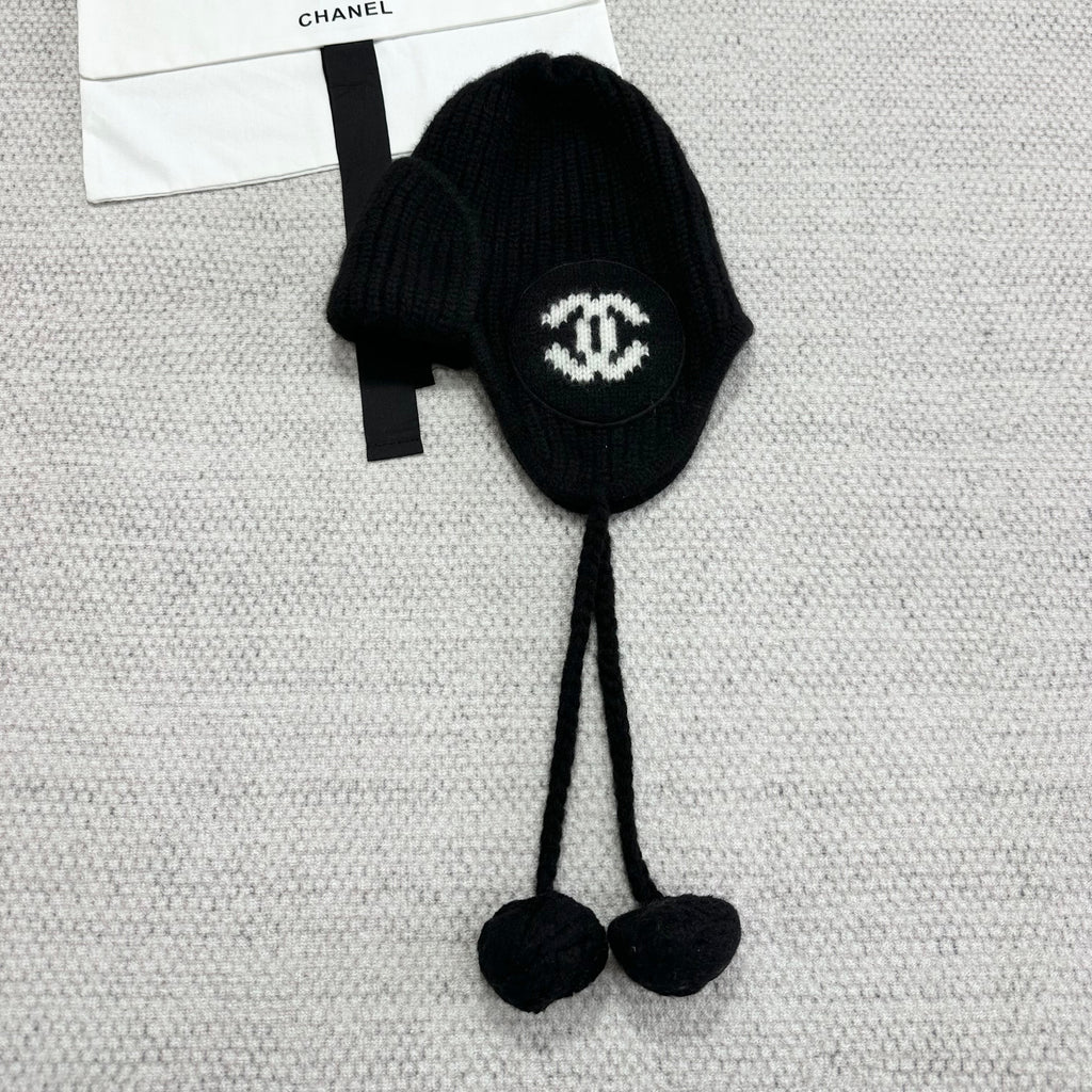 Chanel Women's Fall/Winter Fashion Casual Solid Color Double C Knit Pom Pom Hat Hat Accessories #78629