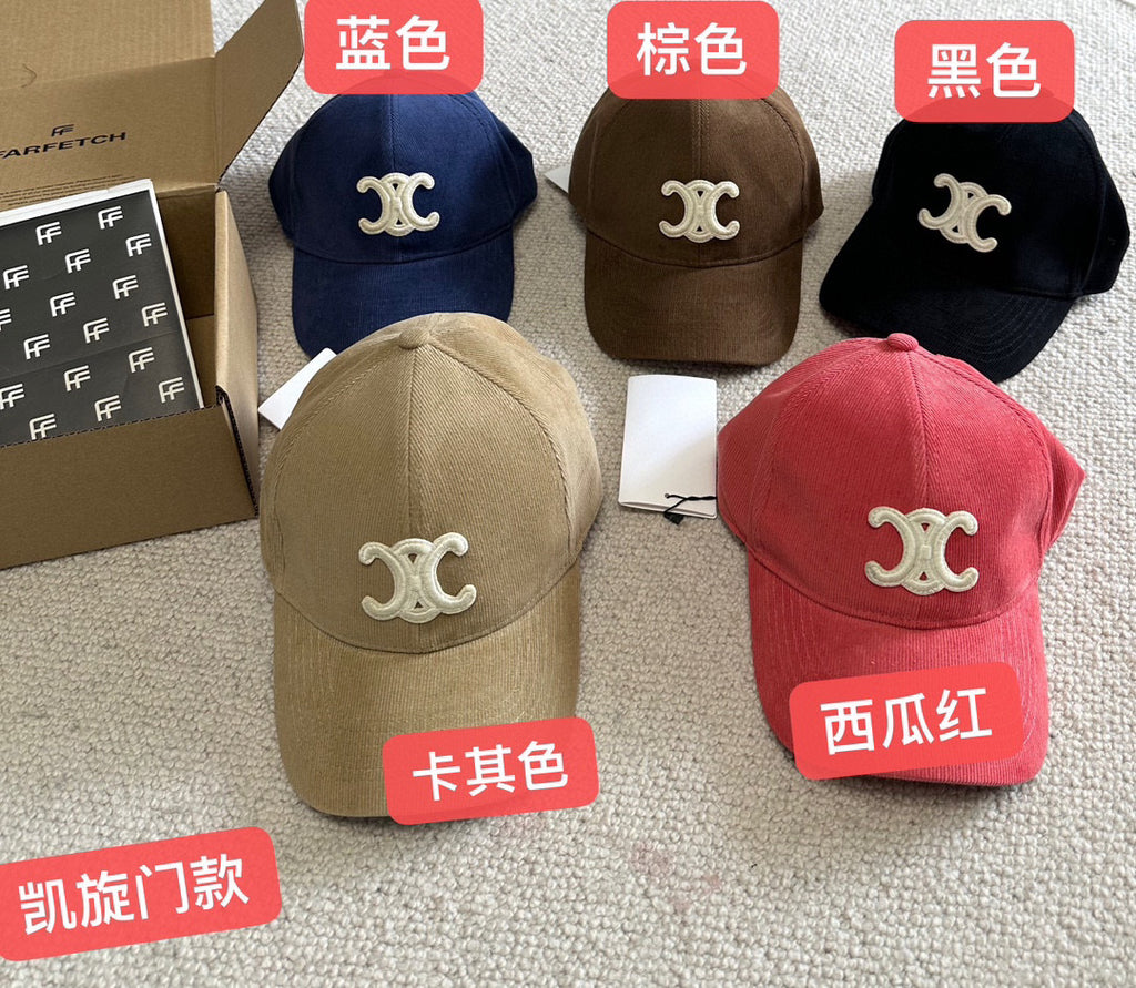Celine Genderless Triomphe Baseball Cap In Cotton Hat #97148