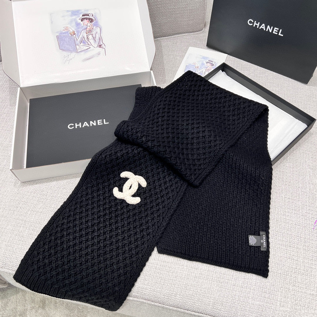 Chanel Knitted Cashmere Scarf Hat #96643