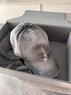 Balenciaga Men's and Women's Gray Twill Rivet Design Cotton Duck Hat Cap #73644
