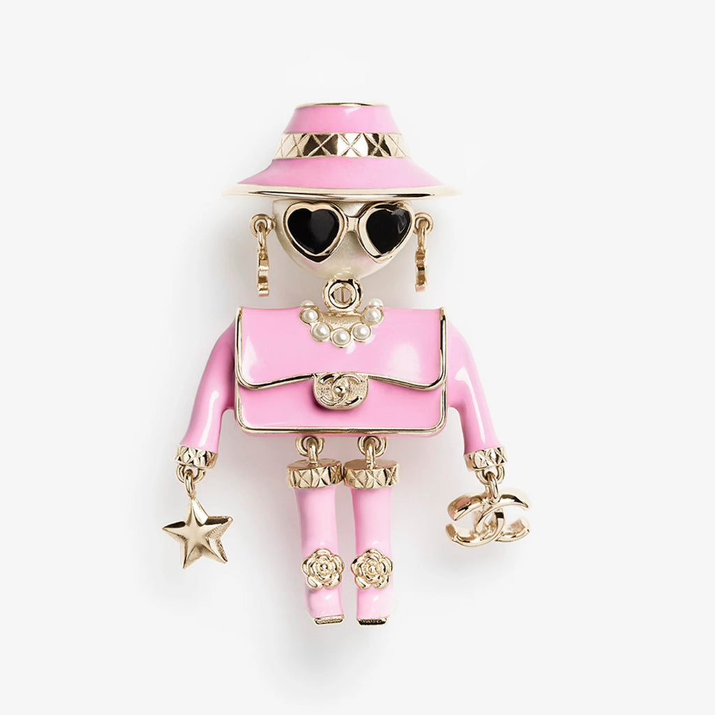Chanel Men's And Women's Classic Fashion Robot With Hat And Heart Shaped Sunglasses Design Robot Brooch Jewelry Accessories #79467