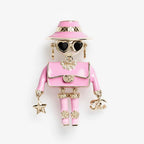 Chanel Men's And Women's Classic Fashion Robot With Hat And Heart Shaped Sunglasses Design Robot Brooch Jewelry Accessories #79467