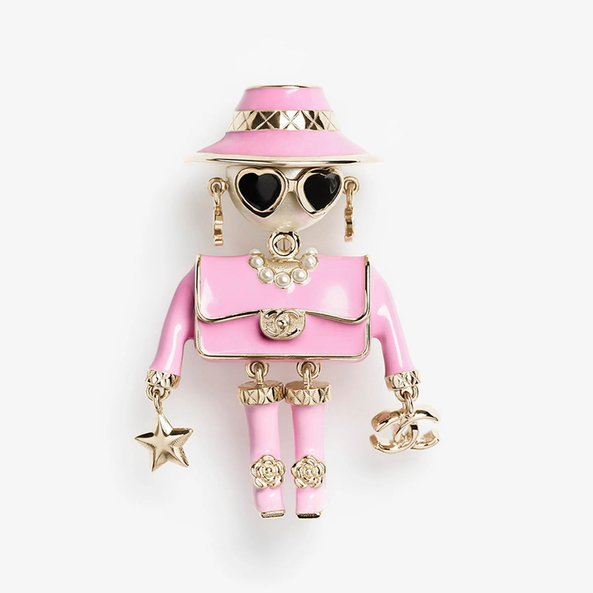 Chanel Men's And Women's Classic Fashion Robot With Hat And Heart Shaped Sunglasses Design Robot Brooch Jewelry Accessories #79467