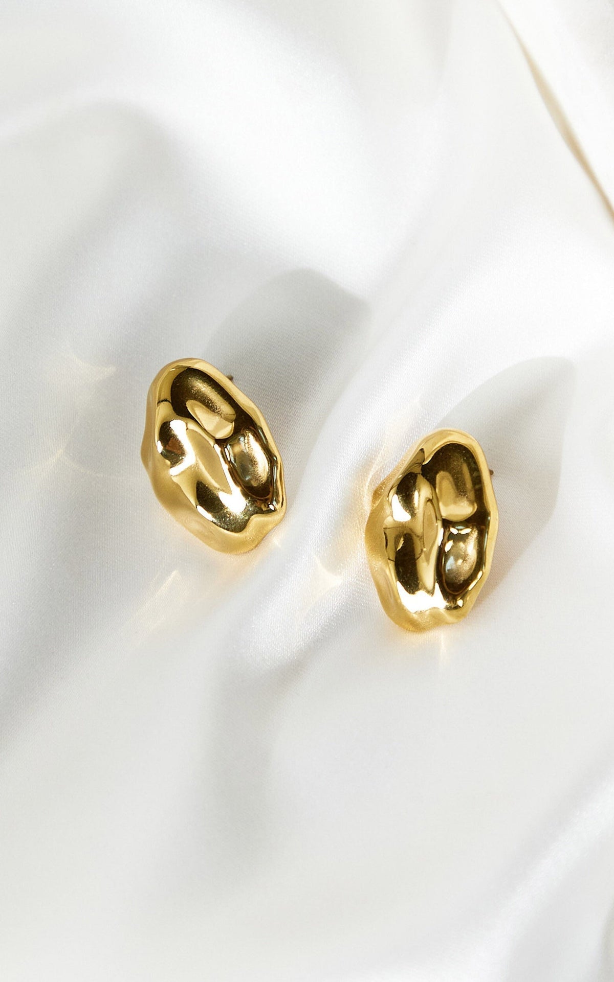Celia Earrings - Oval Textured Earrings in Gold
