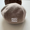 MiuMiu Women's Solid Color V-Pattern Wool Fabric Beret Cap Hat #73985