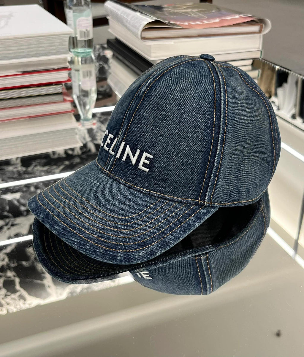 Celine Men Women Fashion Vintage Cowboy Letter Embroidery Baseball Cap Blue Casual Duck Hat #72129