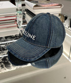 Celine Men Women Fashion Vintage Cowboy Letter Embroidery Baseball Cap Blue Casual Duck Hat #72129