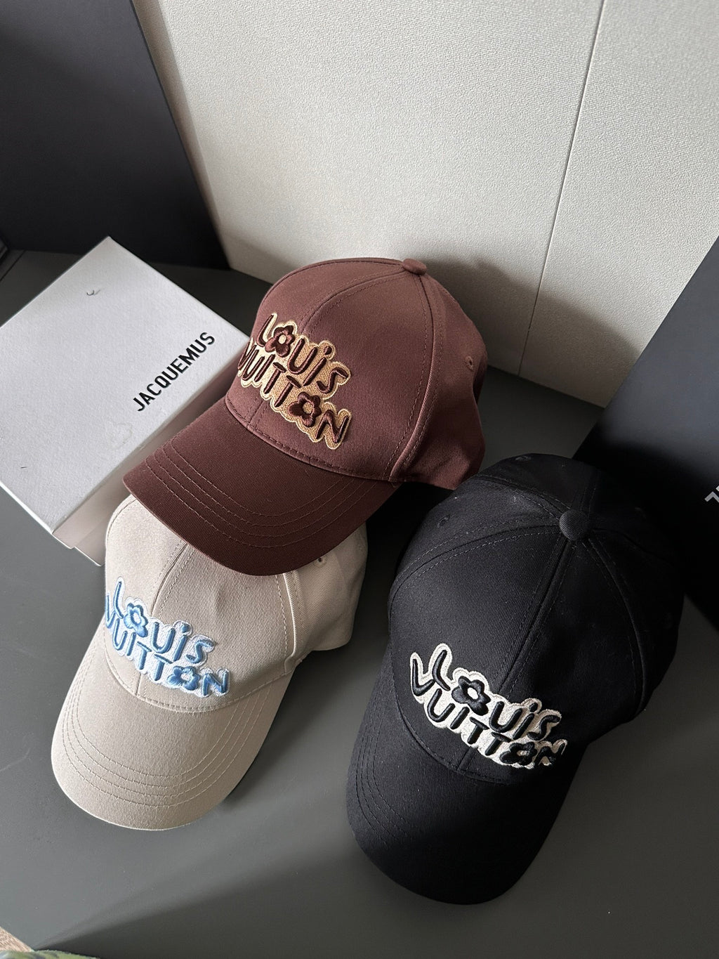 Louis Vuitton Men's and Women's Solid Colour Embroidered Letter Printed Cowboy Duck Tongue Cap Fisherman's Hat #76721