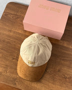MiuMiu Men's And Women's Logo Embroidered Cotton Duckbill Cap Corduroy Two-Tone Baseball Cap Hat  Accessories #81472