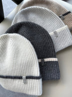 Brunello Cucinelli Women's Fall/Winter Striped Solid Color Cashmere English Rib Knit Beanie With Monili Casual Hat Cap Ngvp #2524