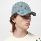 Louis Vuitton Monogram Washed Denim Hat Leather Buckle Fashion Casual Cool Versatile Baseball Hat #71283