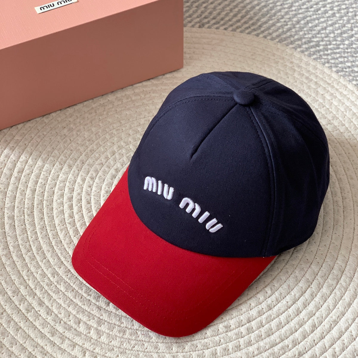 MiuMiu Men's and Women's Colorblocking Embroidered Lettered Duck Hat Cap #76282