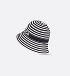 Dior Dioriviera D-Tulipe Women's Black and White Striped Embroidered Letter Printed Cotton Fisherman's Hat Cap #72552