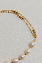 Polaris Freshwater Pearl Double Chain Bracelet Gold