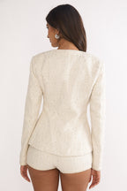 Kyomi Gold Button Tweed Jacket White Gold