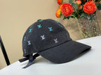 Louis Vuitton LV Blason Shading Denim Men's and Women's Colorful Embroidered Logo Printed Solid Color Cotton Baseball Cap Hat #77451