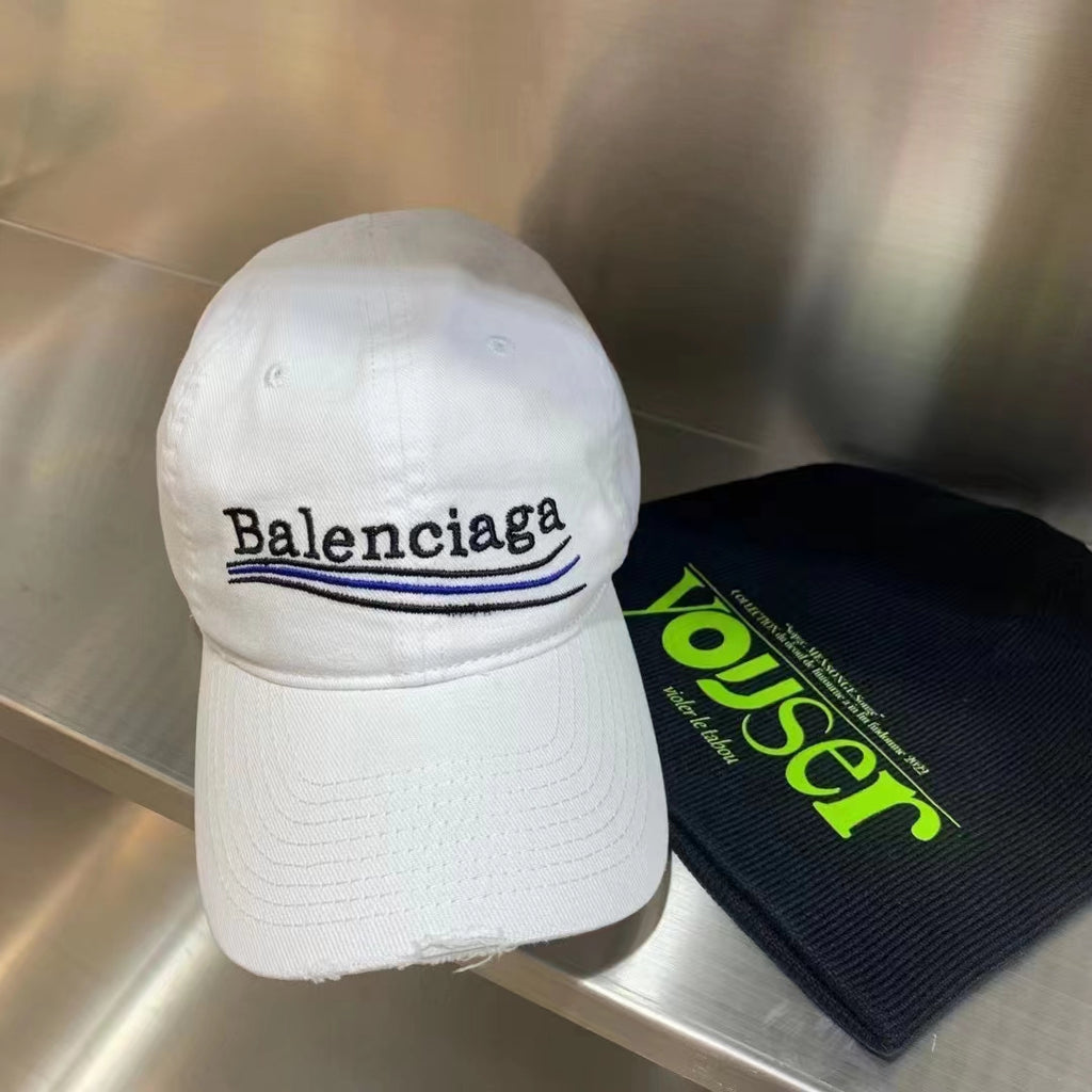 Balenciaga Men's and Women's Solid Color Embroidered Logo Design Cotton Duck Cap Hat #75313