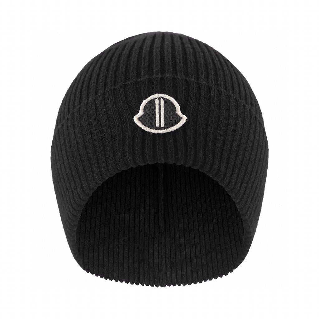 Moncle X Rickowen Men's and Women's Black Cashmere Pompom Hat Cap #97923