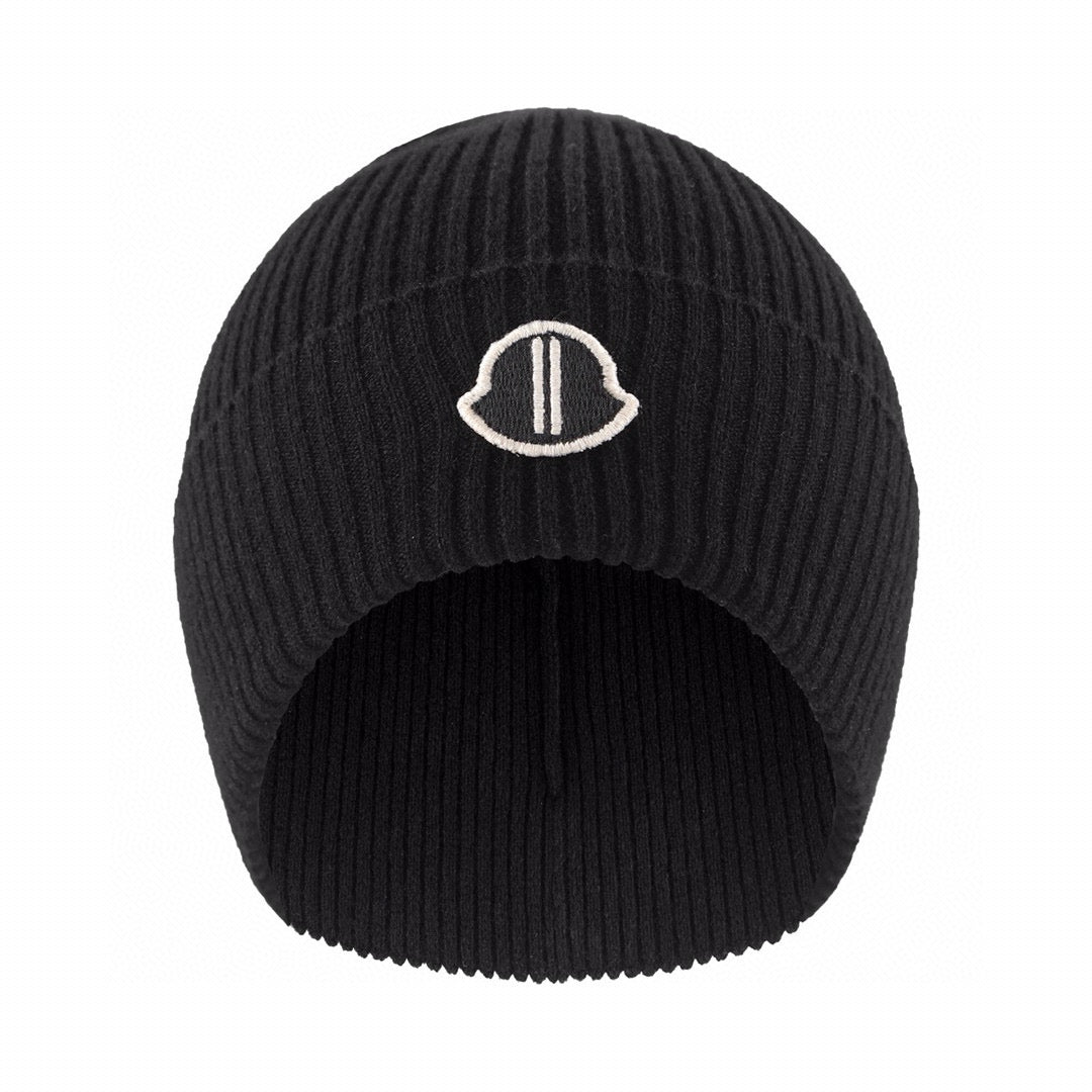 Moncle X Rickowen Men's and Women's Black Cashmere Pompom Hat Cap #97923