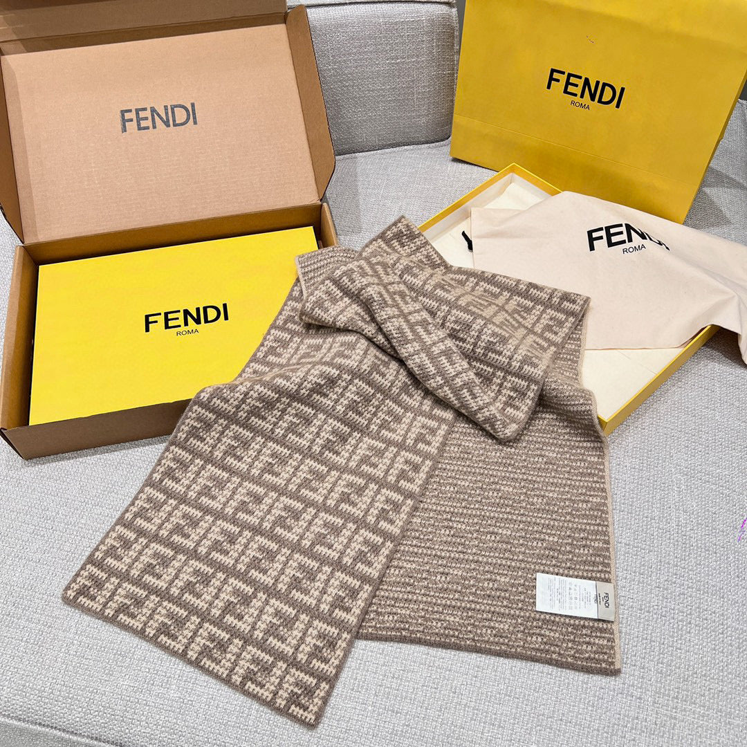 Fendi Knitted Cashmere Scarf Hat #96644