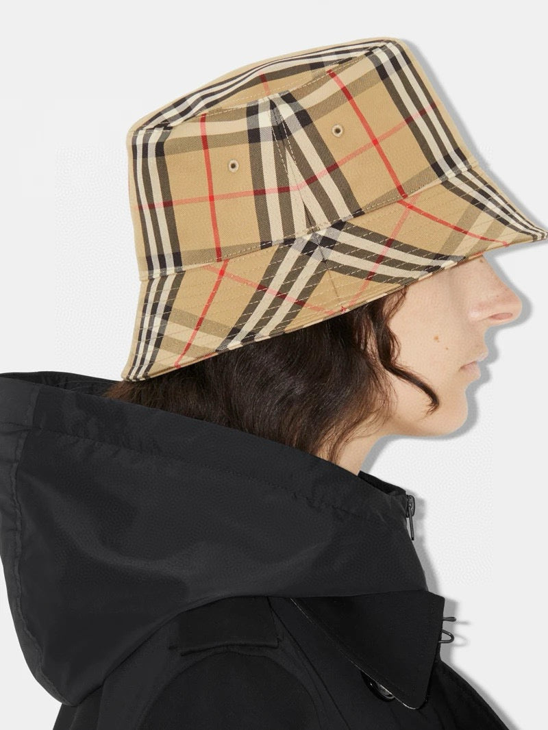 Burberry Men's And Women's Plaid Printed Cotton Fisherman's Hat Cap #77676