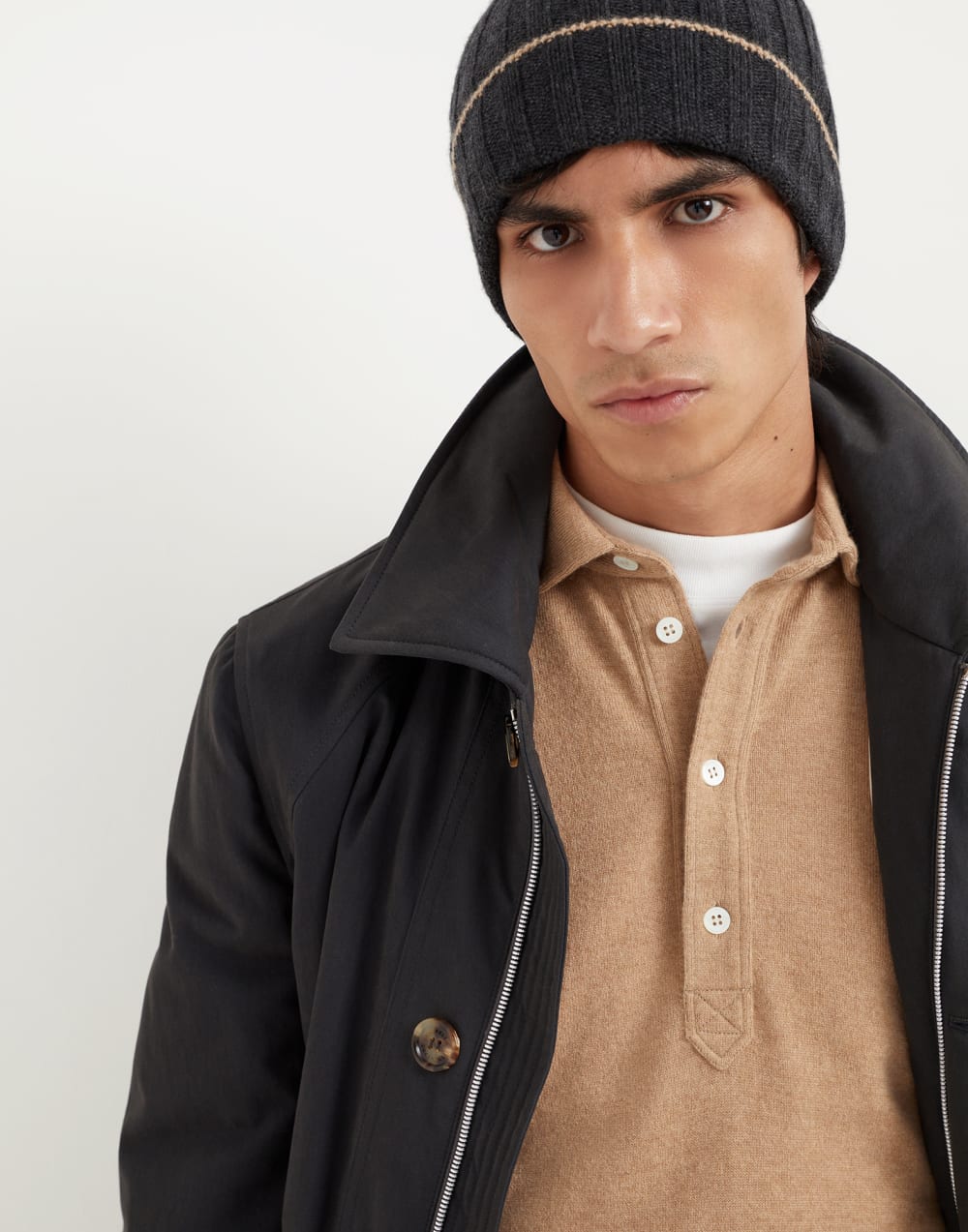 Brunello Cucinelli Men's Autumn And Winter Simple Solid Color Cashmere Ribbed Knit Beanie Casual Pullover Hat Ngvp #9484