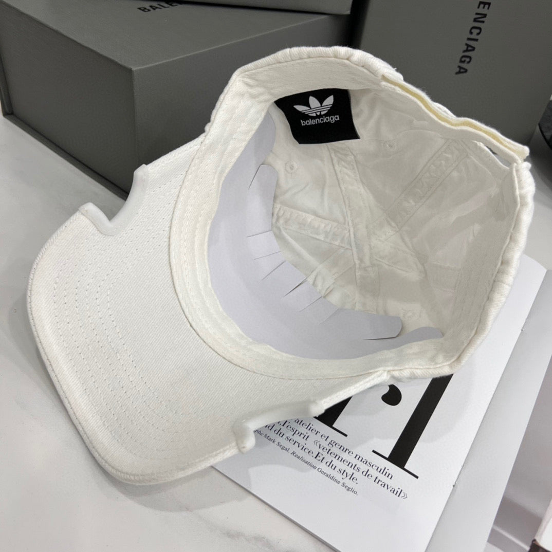 Balenciaga Adidas Cap In Blue Washed Embroidered Label Duck Hat #96243