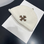 Chrome Hearts Leopard Leather Cross Silver Jewelry Cold Hat #334406