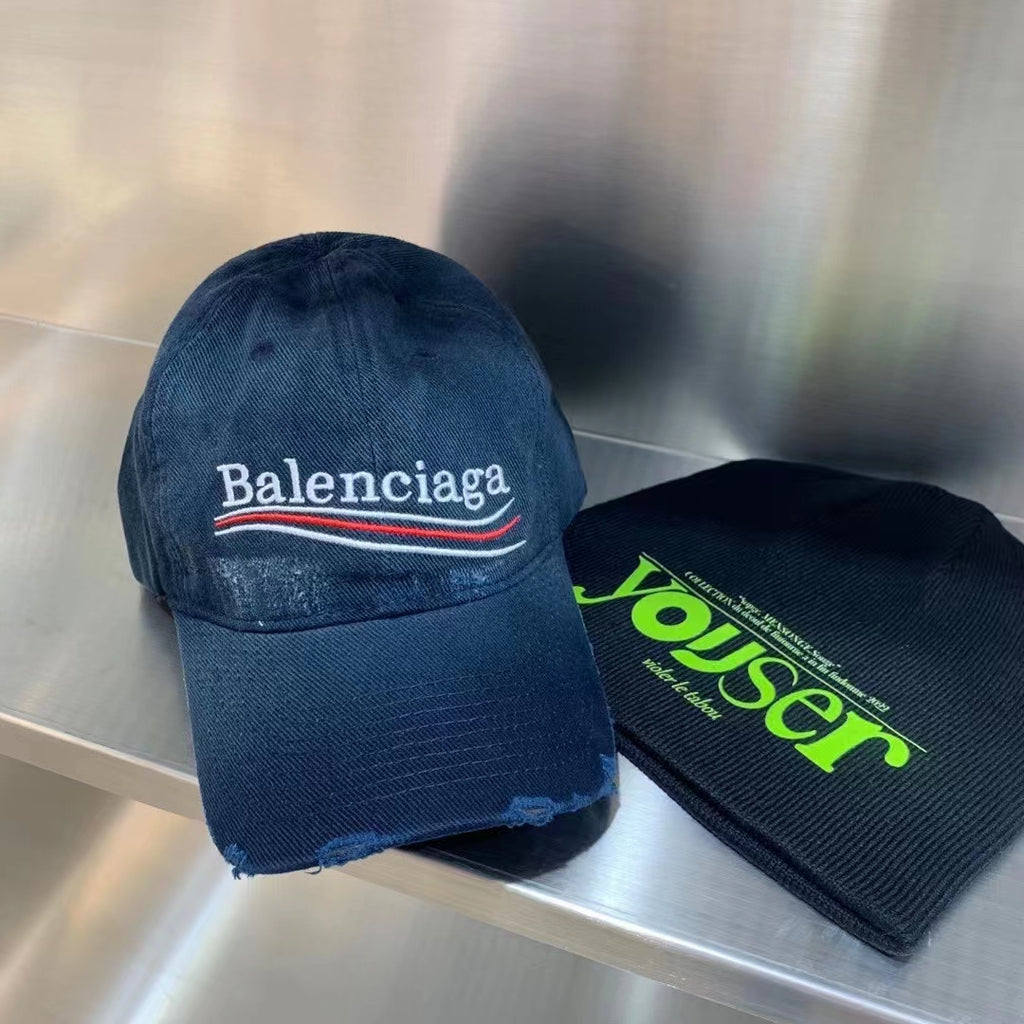 Balenciaga Men's and Women's Solid Color Embroidered Logo Design Cotton Duck Cap Hat #75313