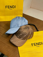 Fendi Men's And Women's Solid Colour Letters Jacquard Tassel Burlap Denim Fisherman Cap Baseball Hat #76889