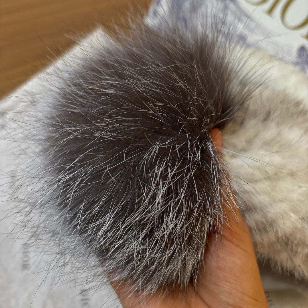 Dior Mink Knitted Patchwork Fur Ball Fur Hat #334275