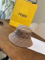 Fendi Women's Solid Colour Monogrammed Satin Fabric Fisherman's Hat Cap #76877