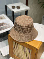 Fendi Women's Solid Colour Monogrammed Satin Fabric Fisherman's Hat Cap #76877