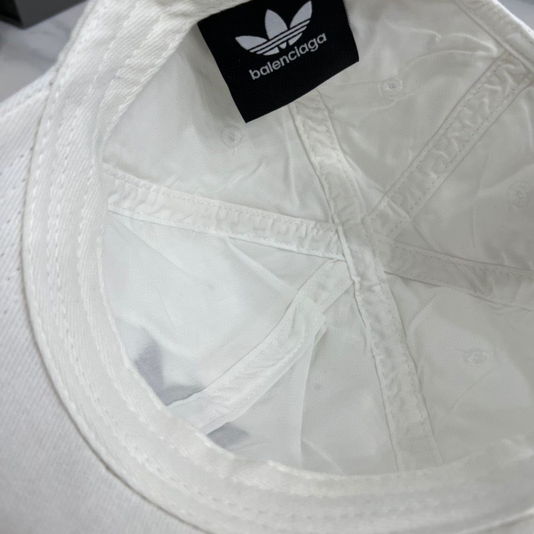 Balenciaga Adidas Cap In Blue Washed Embroidered Label Duck Hat #96243