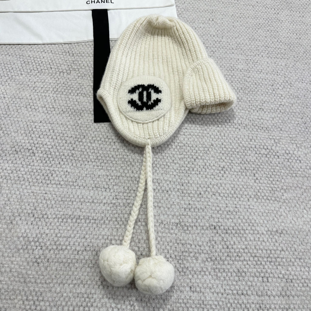Chanel Women's Fall/Winter Fashion Casual Solid Color Double C Knit Pom Pom Hat Hat Accessories #78629