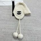 Chanel Women's Fall/Winter Fashion Casual Solid Color Double C Knit Pom Pom Hat Hat Accessories #78629