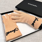 Chanel Cashmere Knit Hat Gloves Scarf #96642